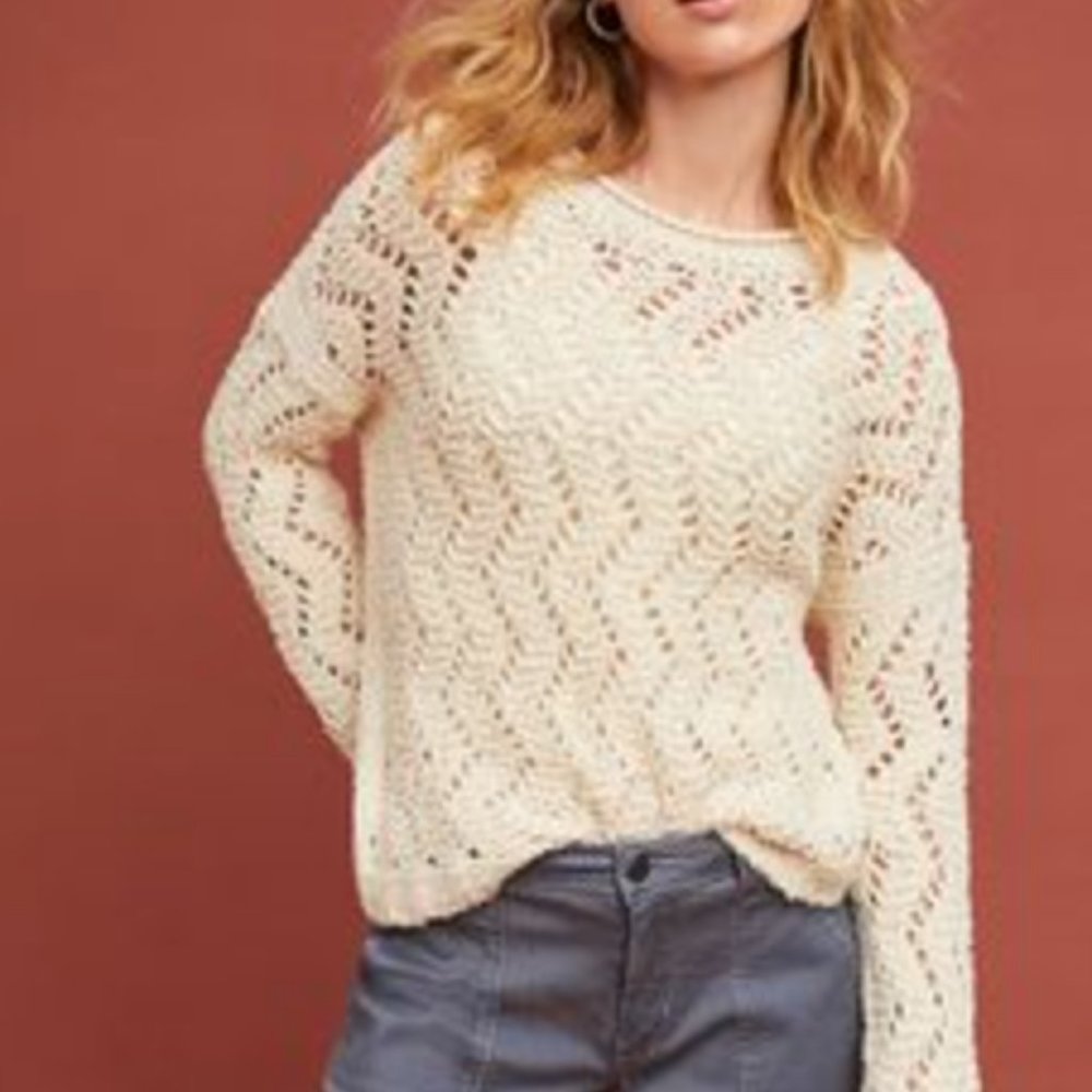 Anthropologie Sable Pointelle Pullover Top